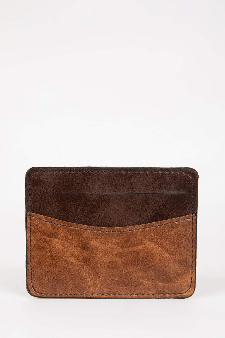 Man Faux Leather Card Holder