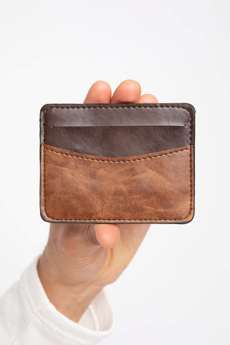 Man Faux Leather Card Holder