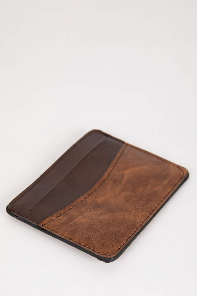 Man Faux Leather Card Holder