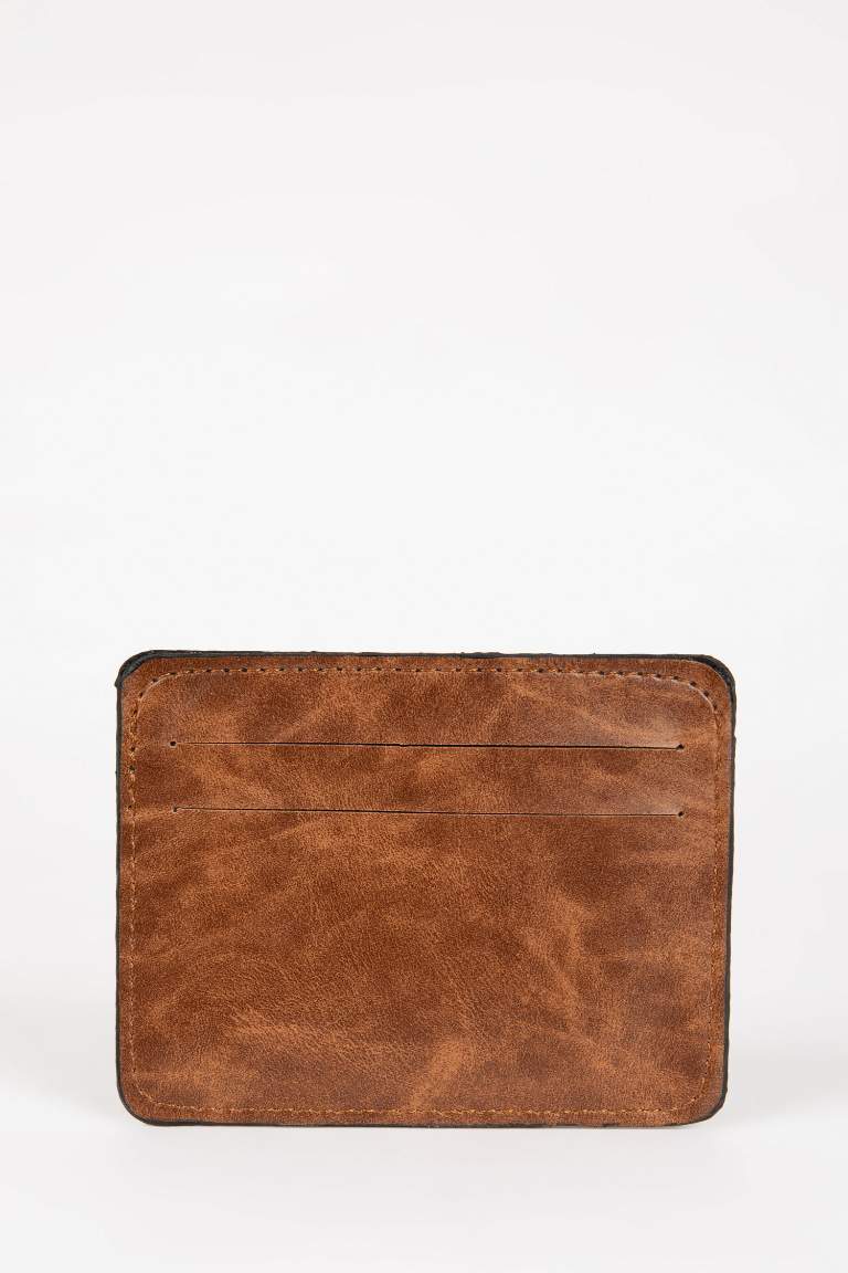 Man Faux Leather Card Holder