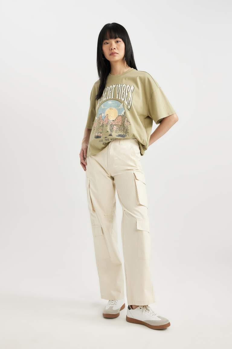 Straight Fit Cargo Gabardine Trousers