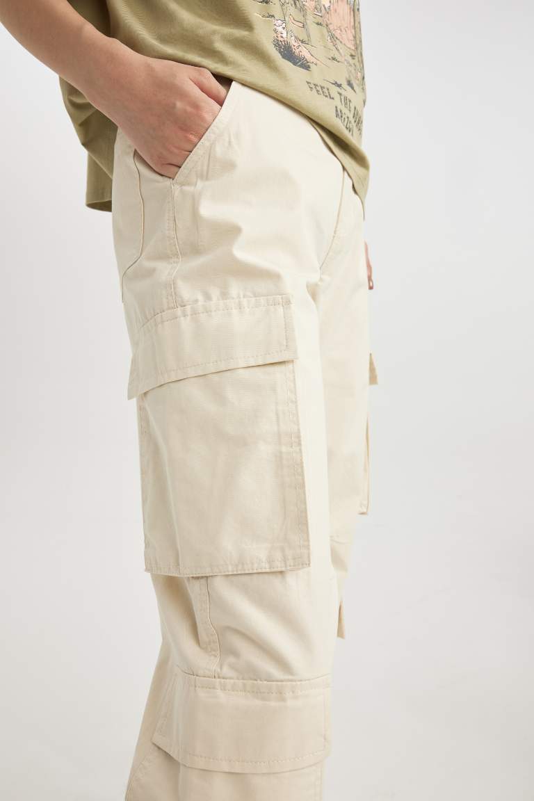 Straight Fit Cargo Gabardine Trousers