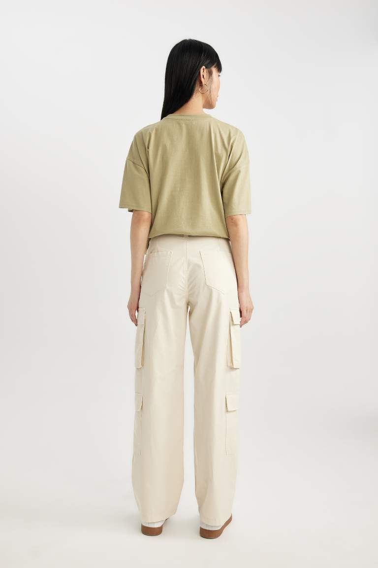 Straight Fit Cargo Gabardine Trousers