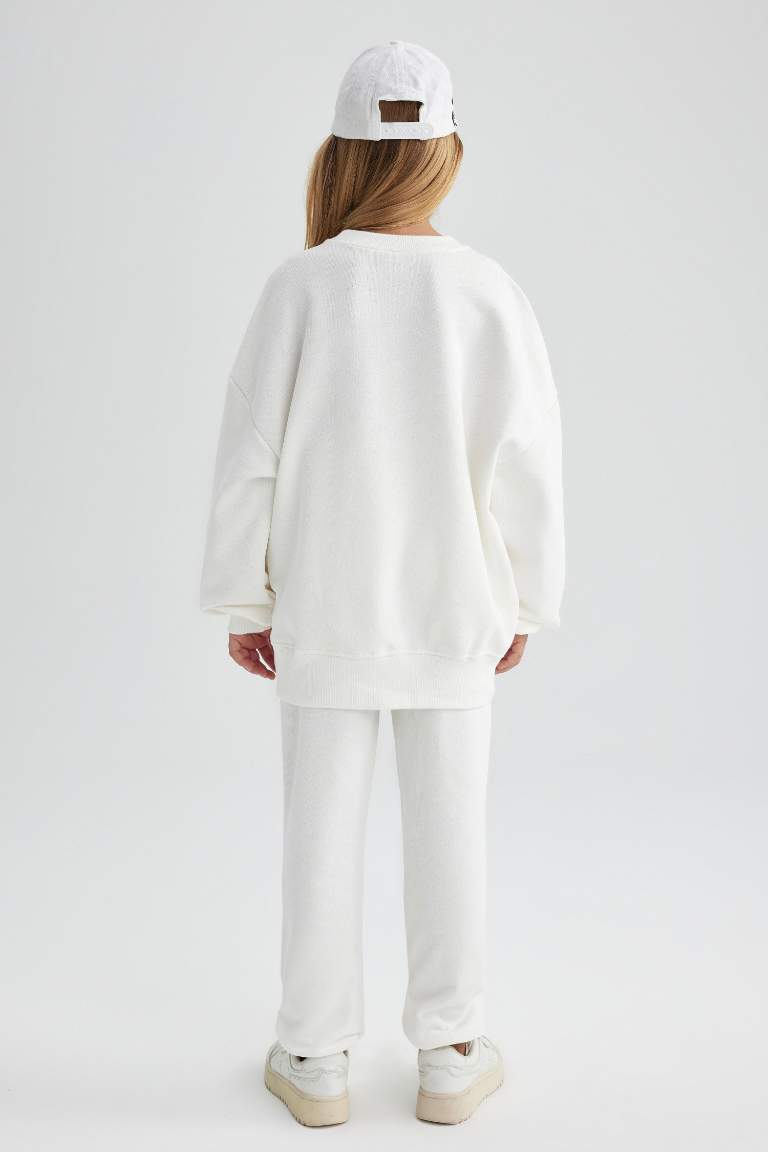 Kız Çocuk Coool Baskılı Sweatshirt Eşofman Altı 2'li Takım