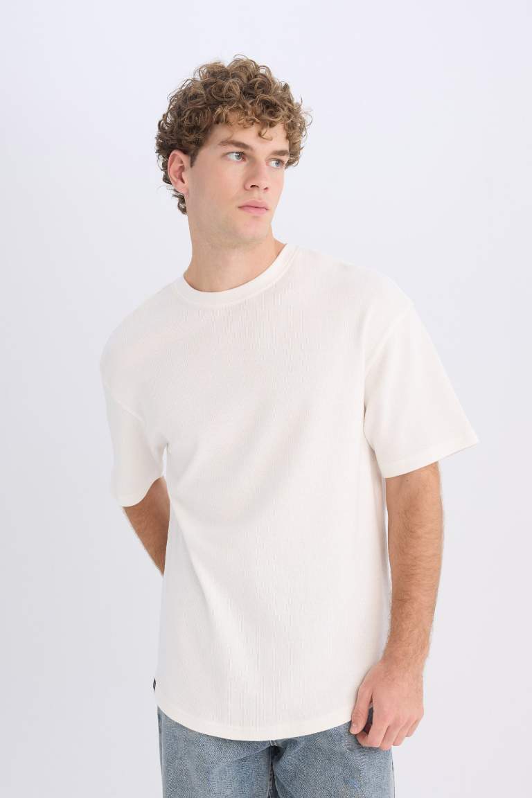 Boxy Fit Crew Neck Short Sleeve Basic T-Shirt