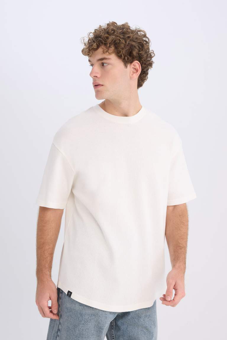 Boxy Fit Crew Neck Short Sleeve Basic T-Shirt