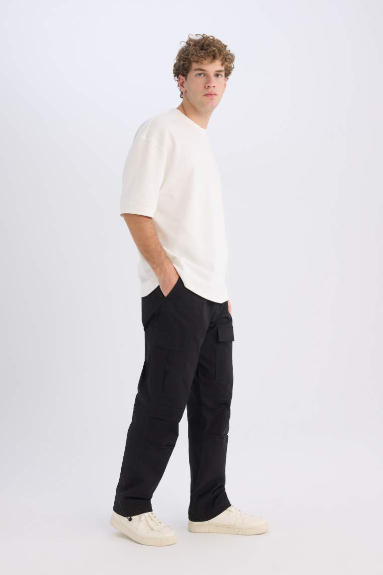 Wide Leg Cargo Pocket Straight Leg Parachute Trousers