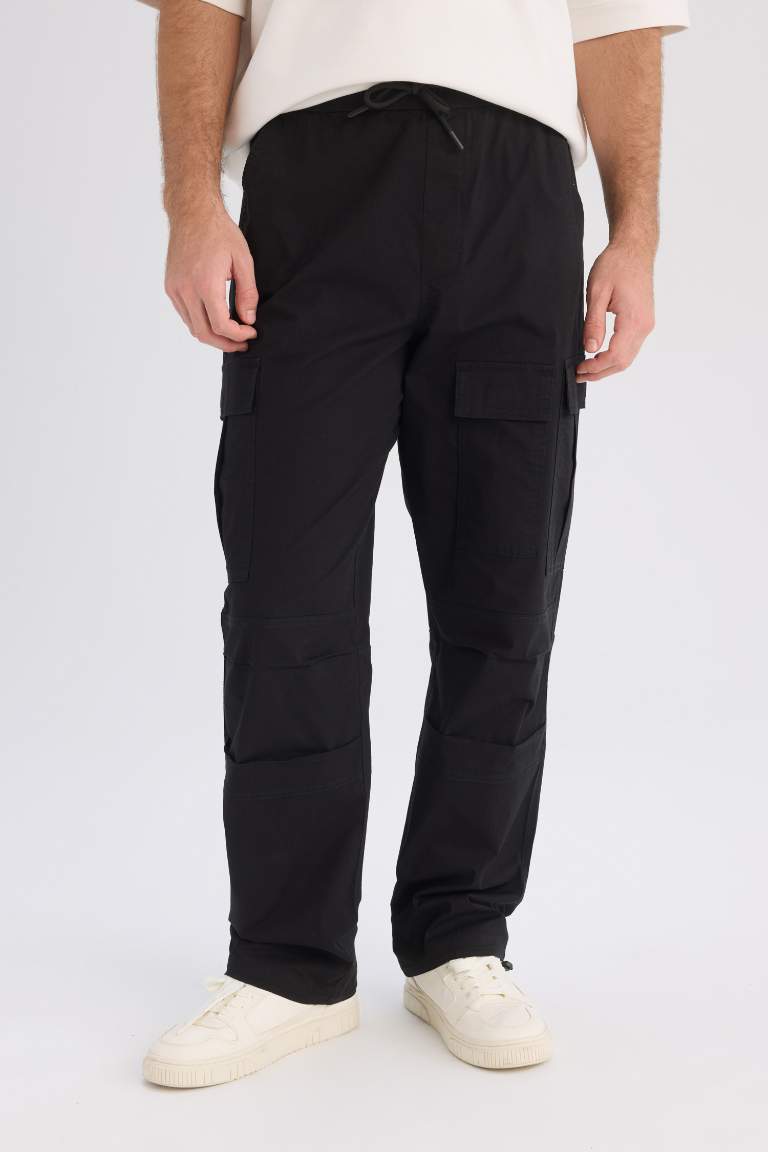 Wide Leg Cargo Pocket Straight Leg Parachute Trousers