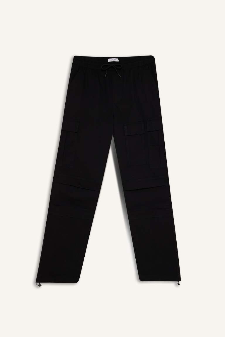 Wide Leg Cargo Pocket Straight Leg Parachute Trousers