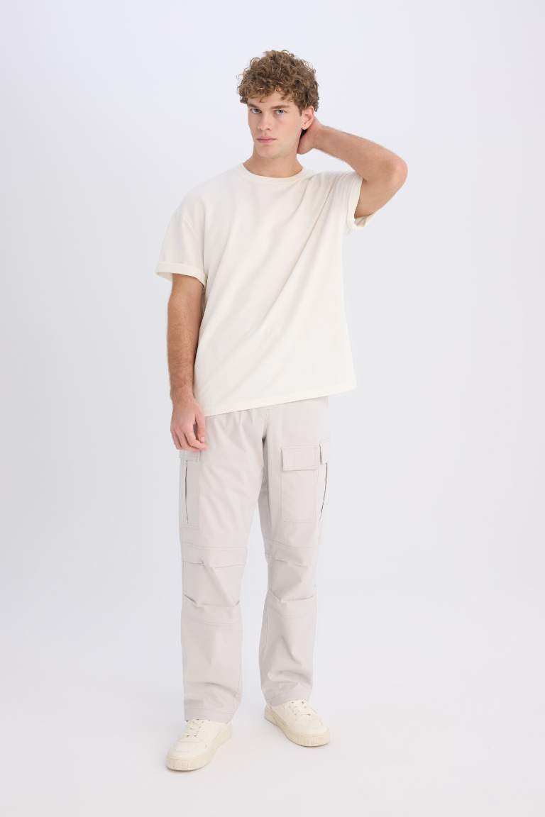 Wide Leg Cargo Pocket Straight Leg Parachute Trousers