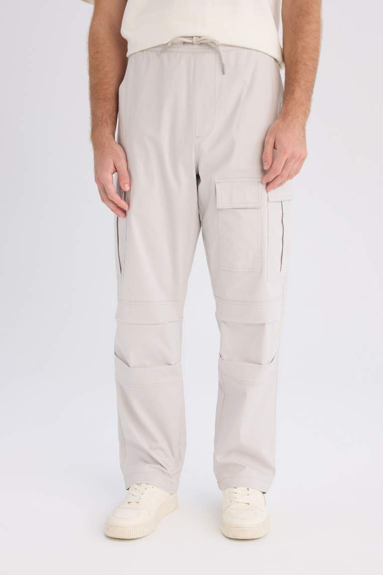 Wide Leg Cargo Pocket Straight Leg Parachute Trousers