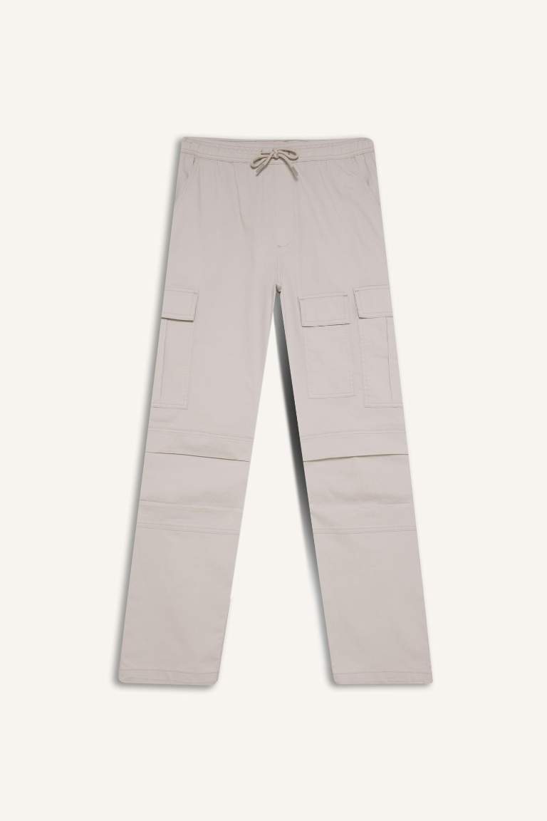 Wide Leg Cargo Pocket Straight Leg Parachute Trousers