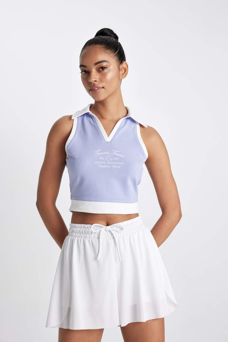 DeFactoFit Polo Neck Sports Crop Top