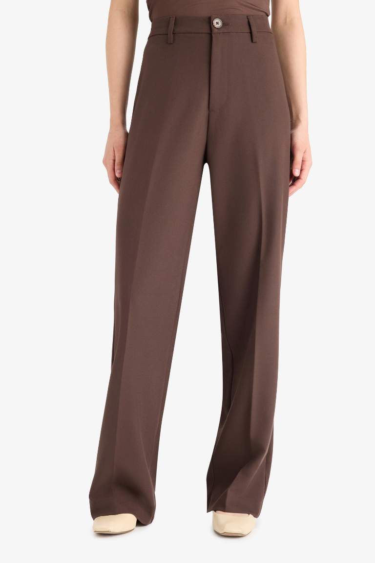 Straight Fit High Waist Standard Length Trousers