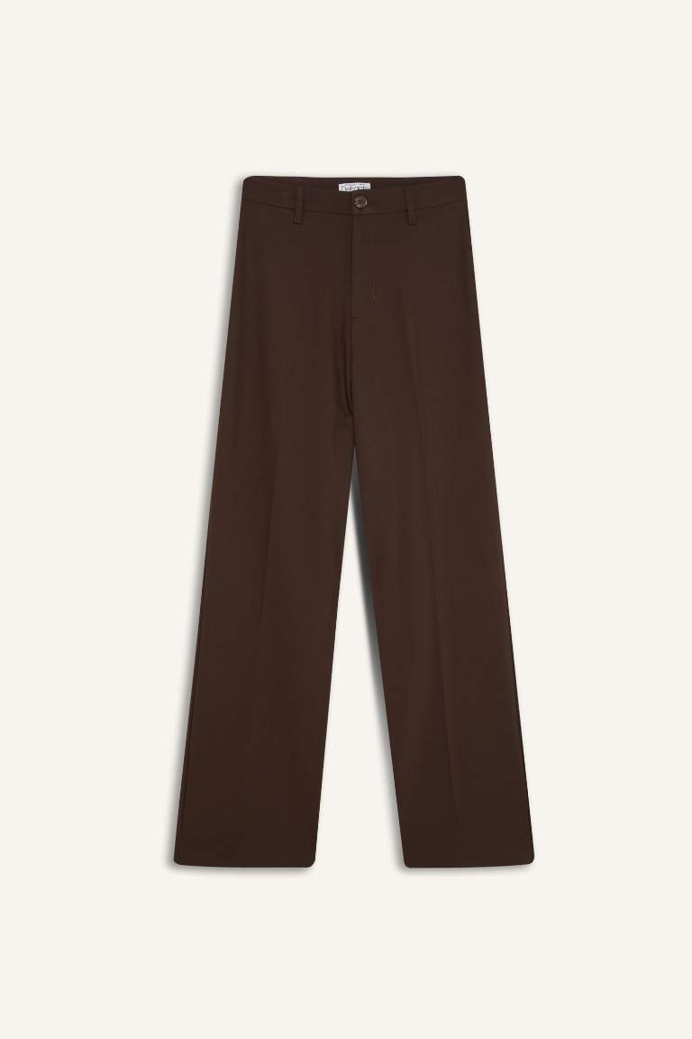 Straight Fit High Waist Standard Length Trousers