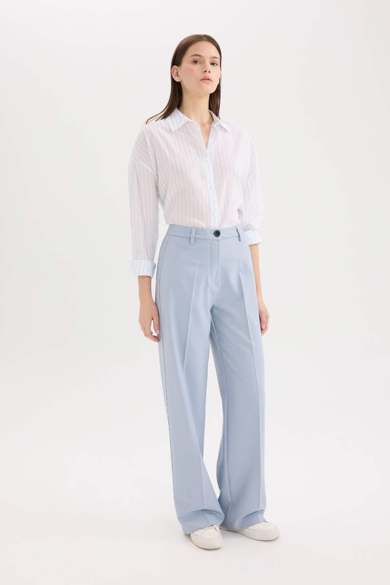 Wide Leg High Waist Standard Length Trousers