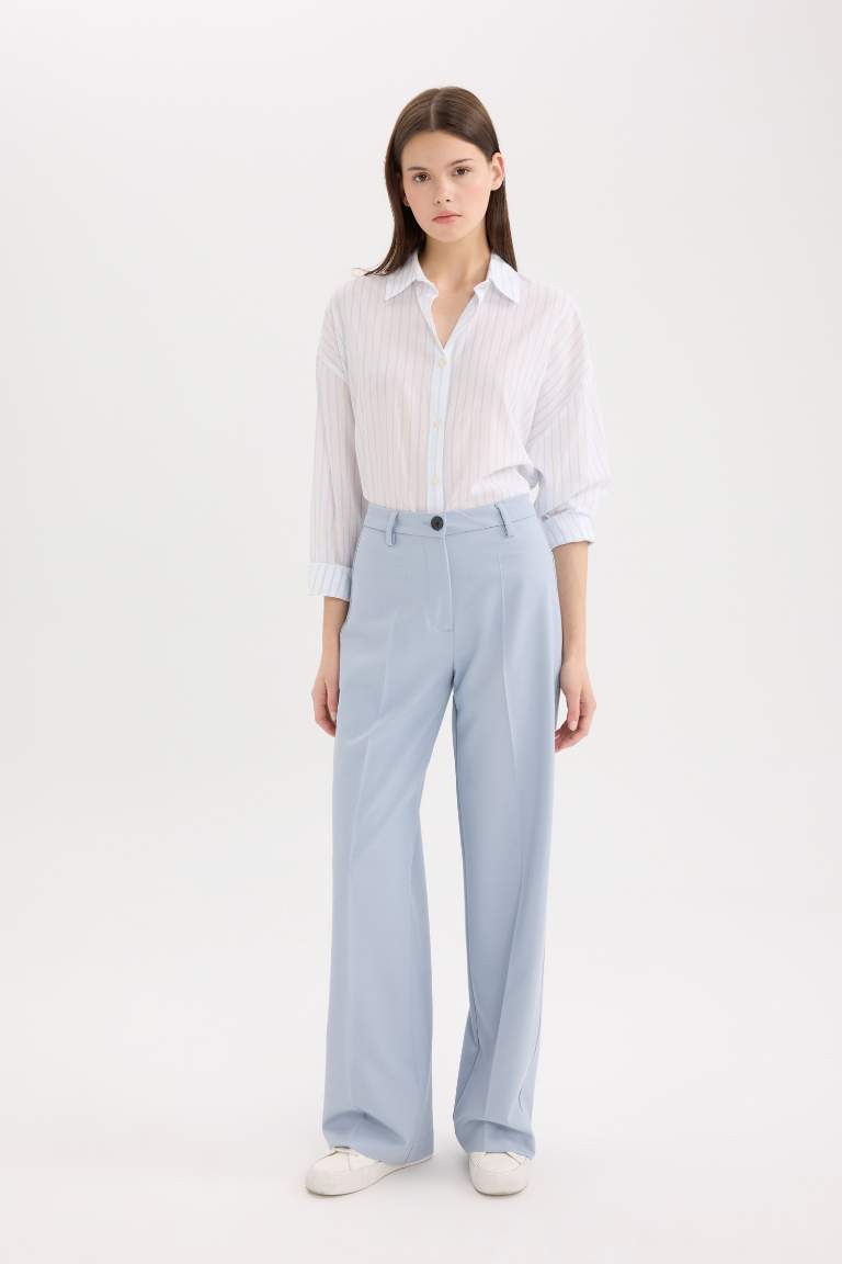 Wide Leg High Waist Standard Length Trousers