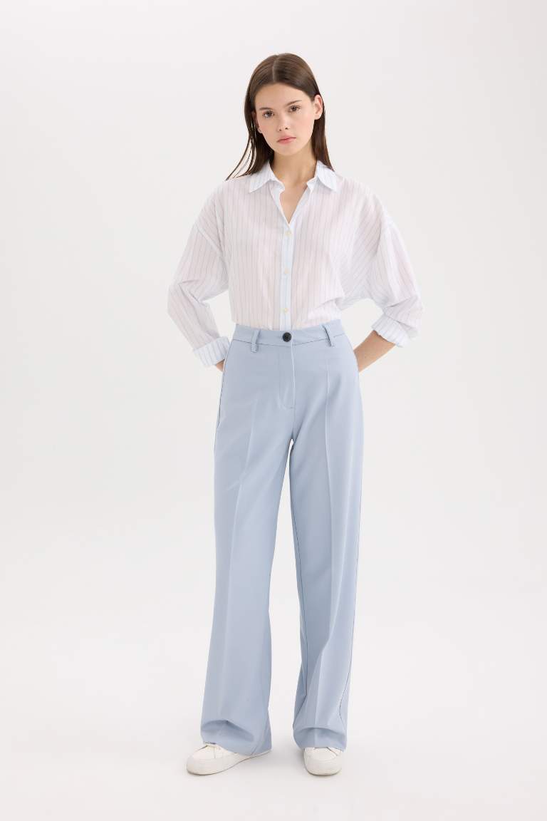 Wide Leg High Waist Standard Length Trousers