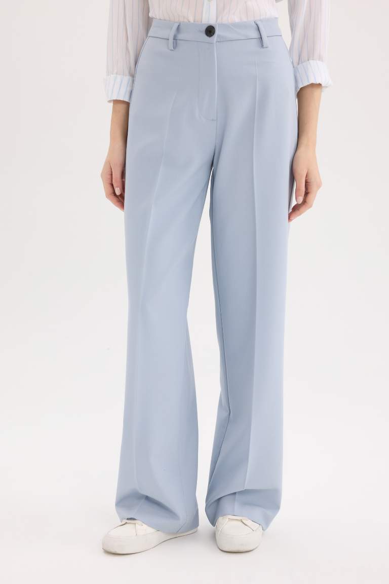 Wide Leg High Waist Standard Length Trousers