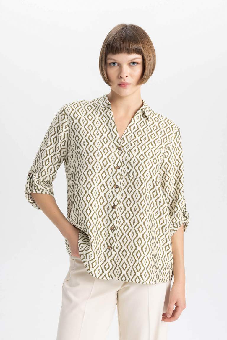 Regular Fit V Neck Long Sleeve Shirt