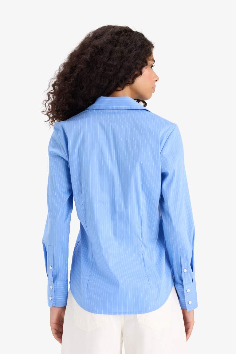 ұзын бұлшықет пішімі жолақ Ұзын жеңді көйлек