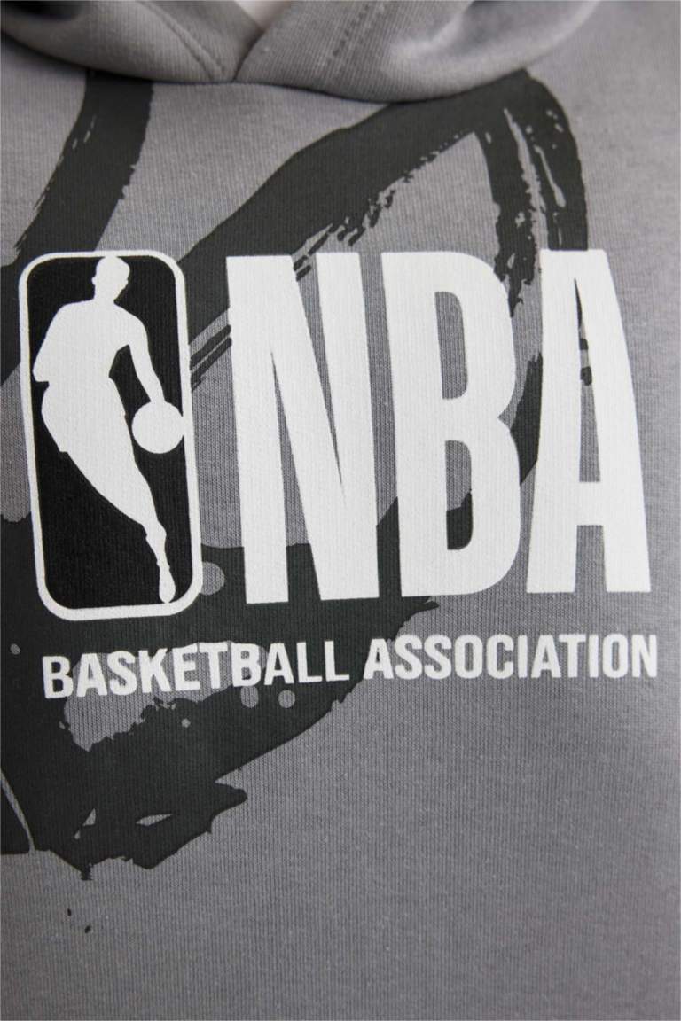 Erkek Çocuk NBA Wordmark Kapüşonlu Kalın Sweatshirt