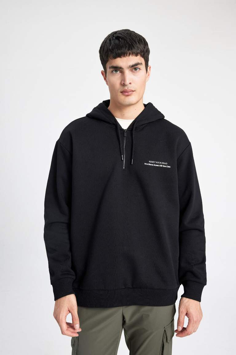 Black MAN Oversize Fit Long Sleeve Sweatshirt 3071027 | DeFacto