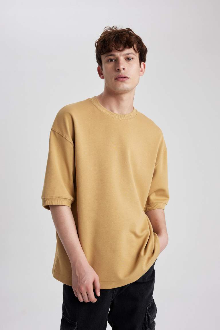 Loose Fit Crew Neck Heavy Fabric Basic T-Shirt