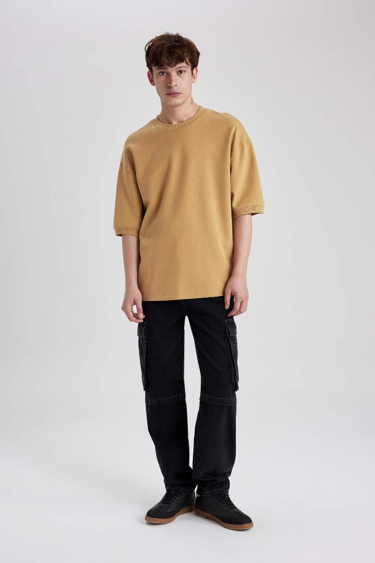 Loose Fit Crew Neck Heavy Fabric Basic T-Shirt