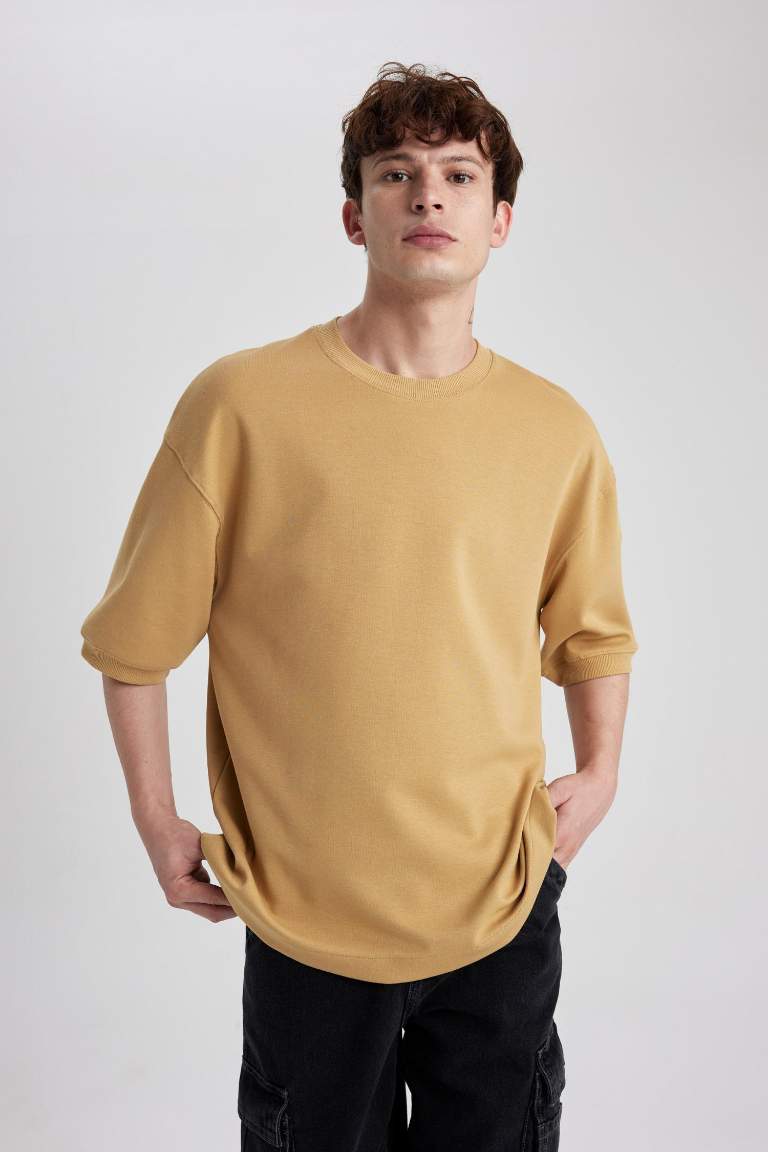 Loose Fit Crew Neck Heavy Fabric Basic T-Shirt