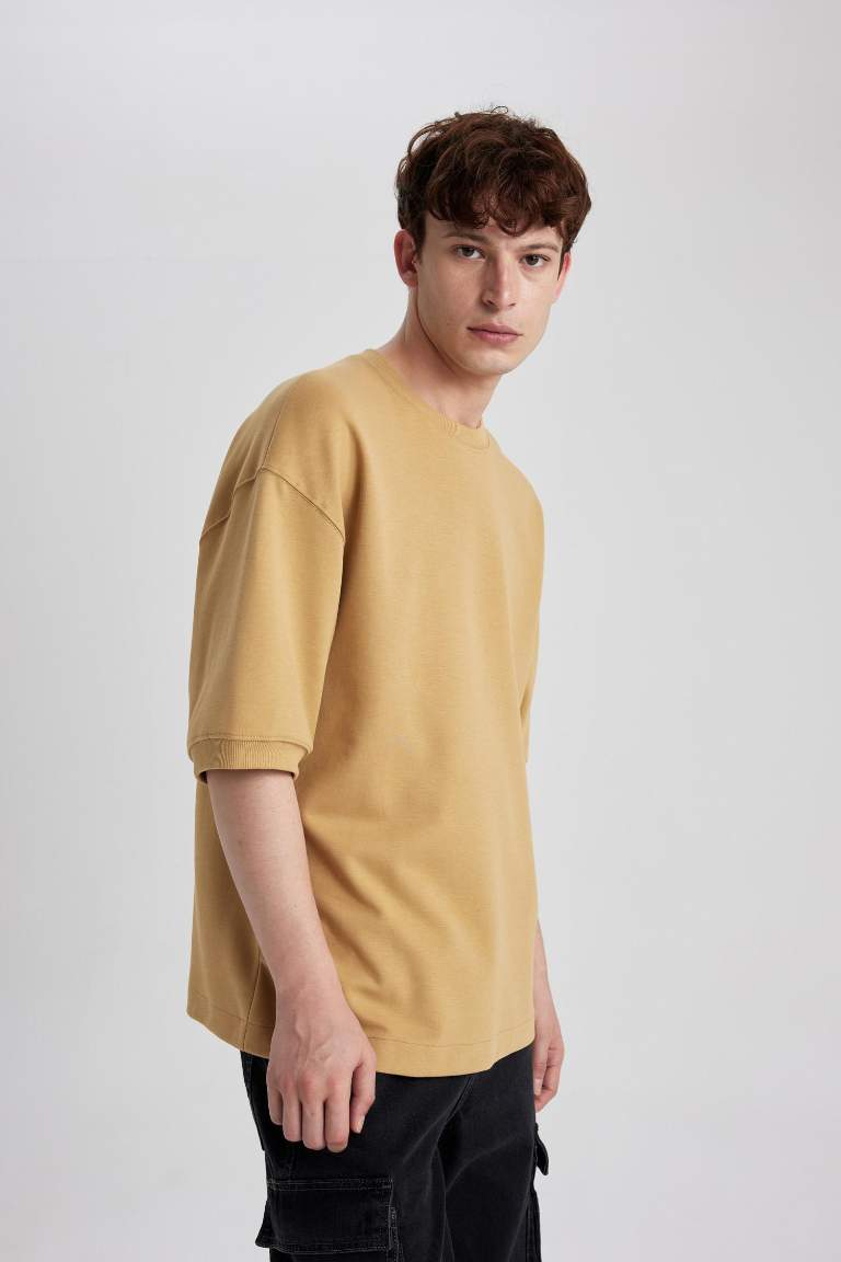 Loose Fit Crew Neck Heavy Fabric Basic T-Shirt