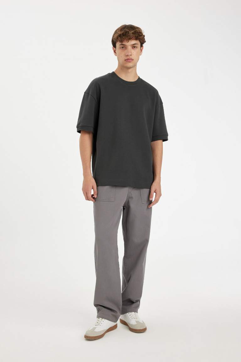 Loose Fit Crew Neck Heavy Fabric Basic T-Shirt