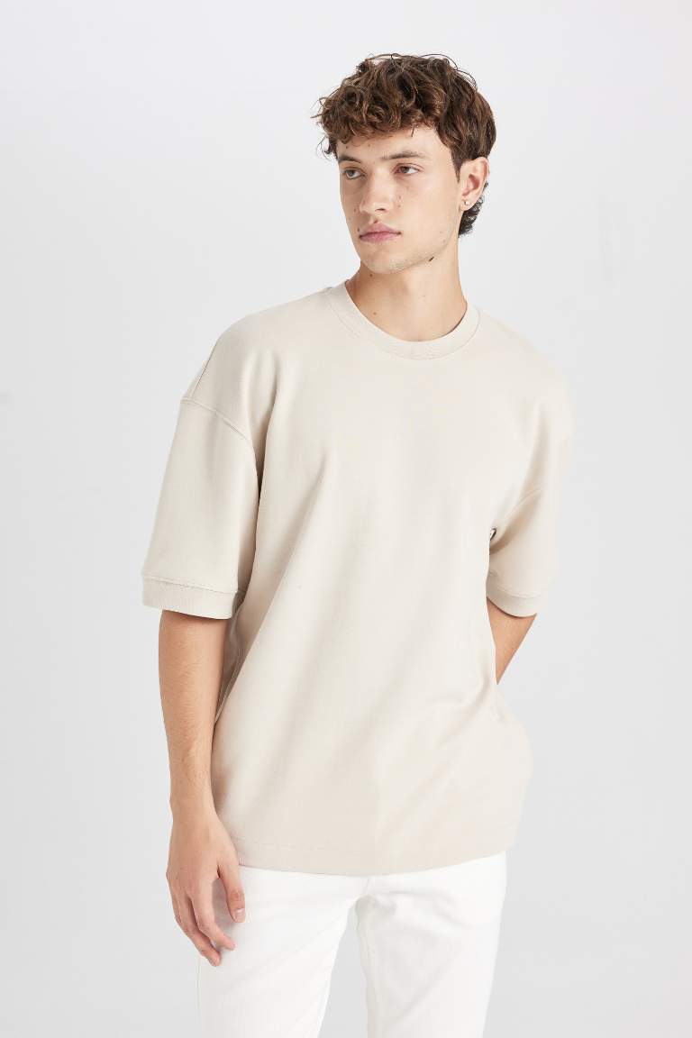 Loose Fit Crew Neck Heavy Fabric Basic T-Shirt