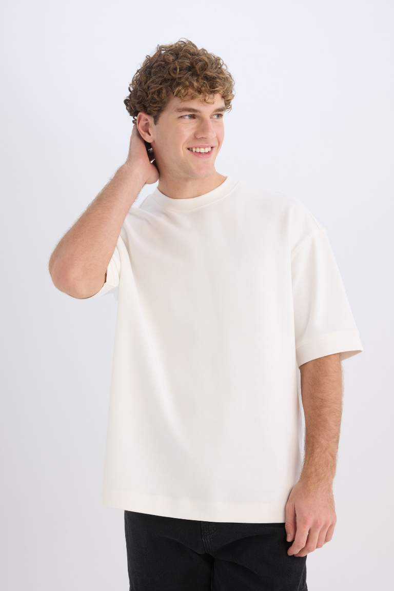 Loose Fit Crew Neck Short Sleeve Heavy Fabric T-Shirt