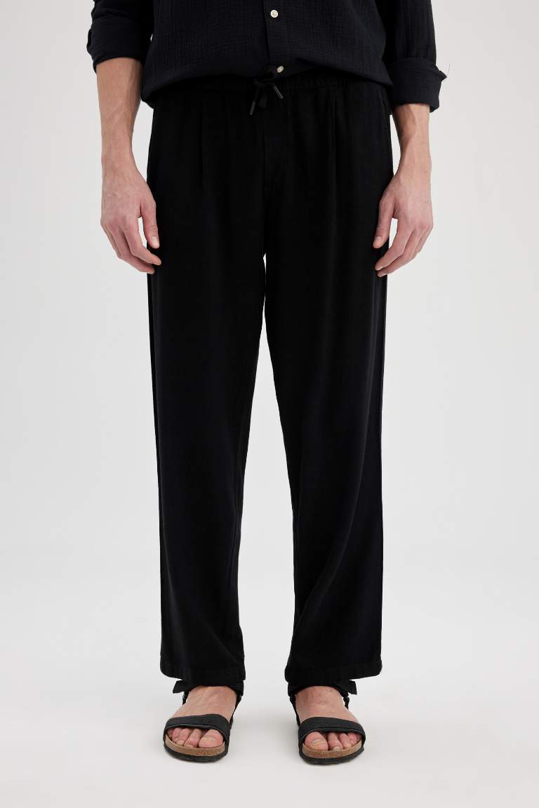 Regular Fit Regular Hem Viscose Trousers