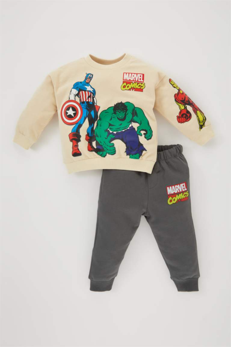 Erkek Bebek Marvel Comics Sweatshirt Eşofman Altı 2'li Takım