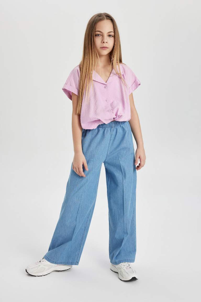 Kız Çocuk Wide Leg Geniş Paça Jean Pantolon