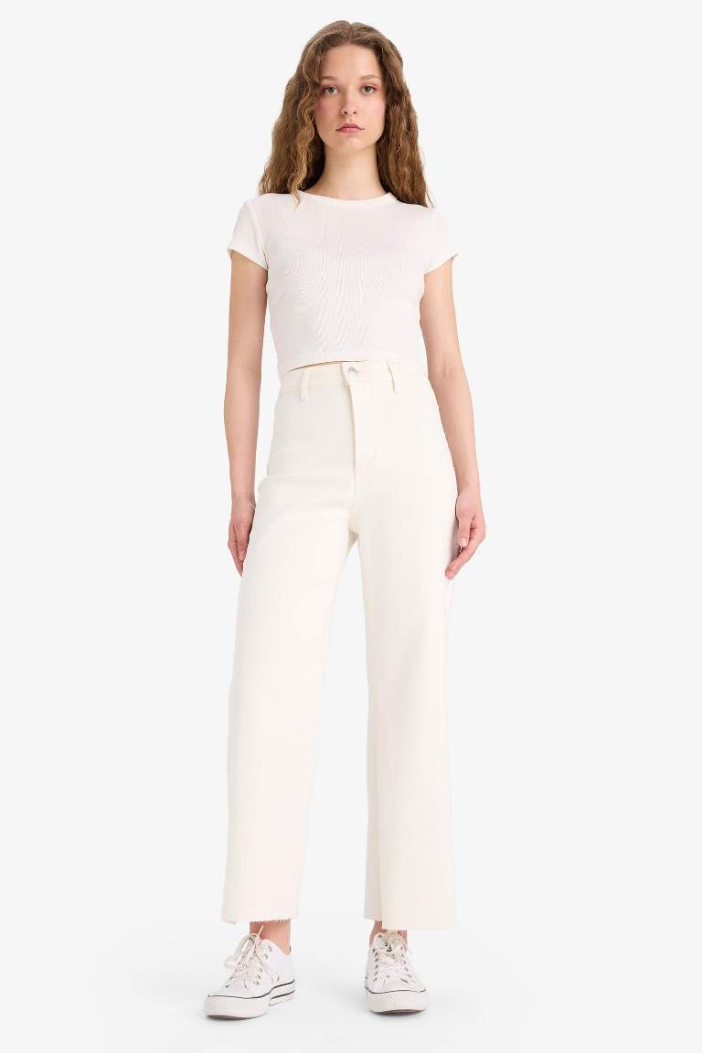 Culotte High Waist Crop Jeans