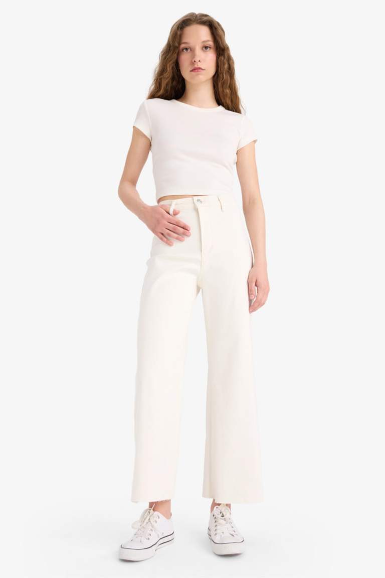Culotte High Waist Crop Jeans