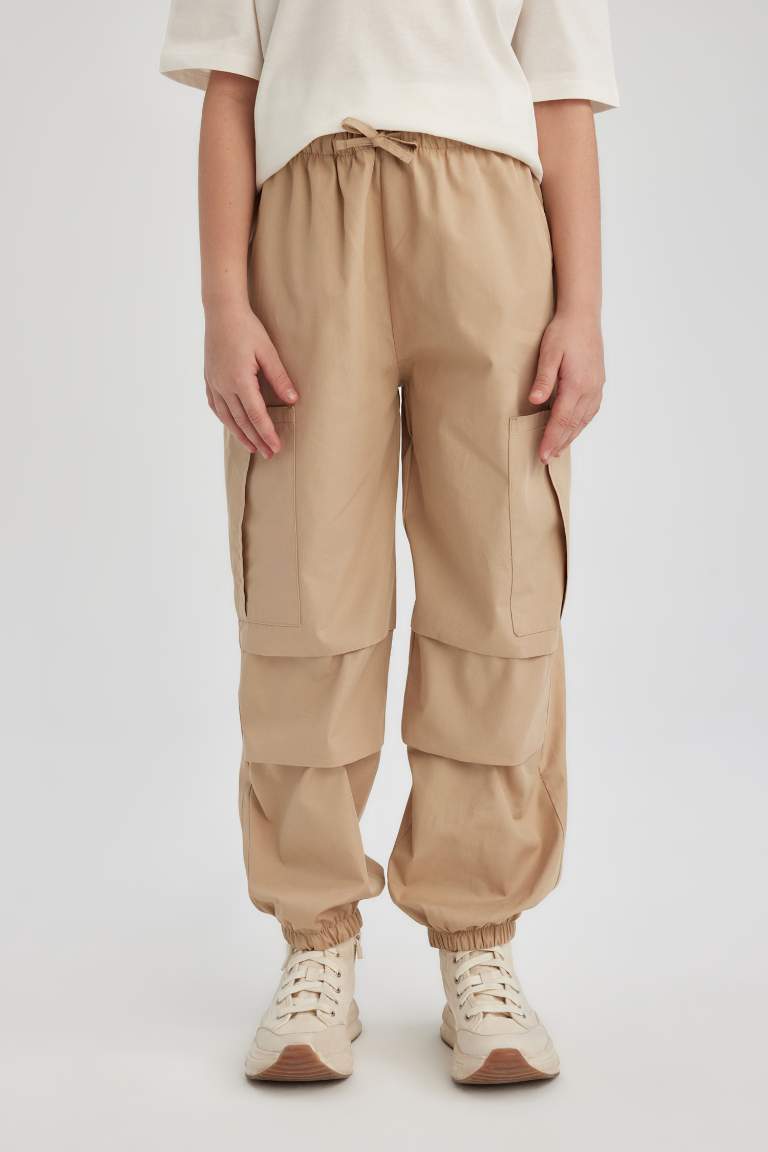 Girl Parachute Cargo Cotton Trousers