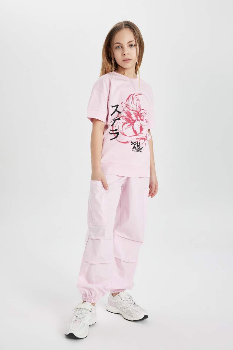 Girl Parachute Cargo Cotton Trousers