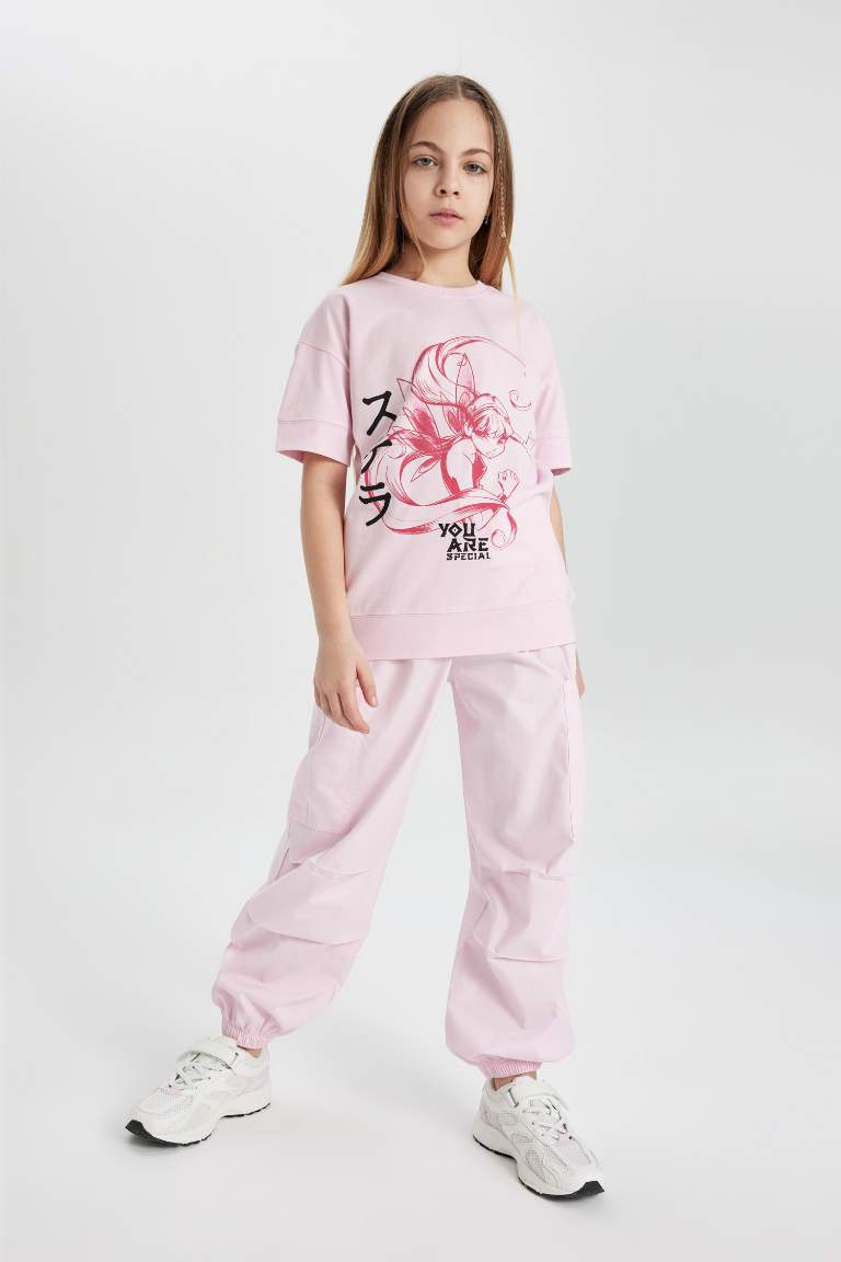 Girl Parachute Cargo Cotton Trousers