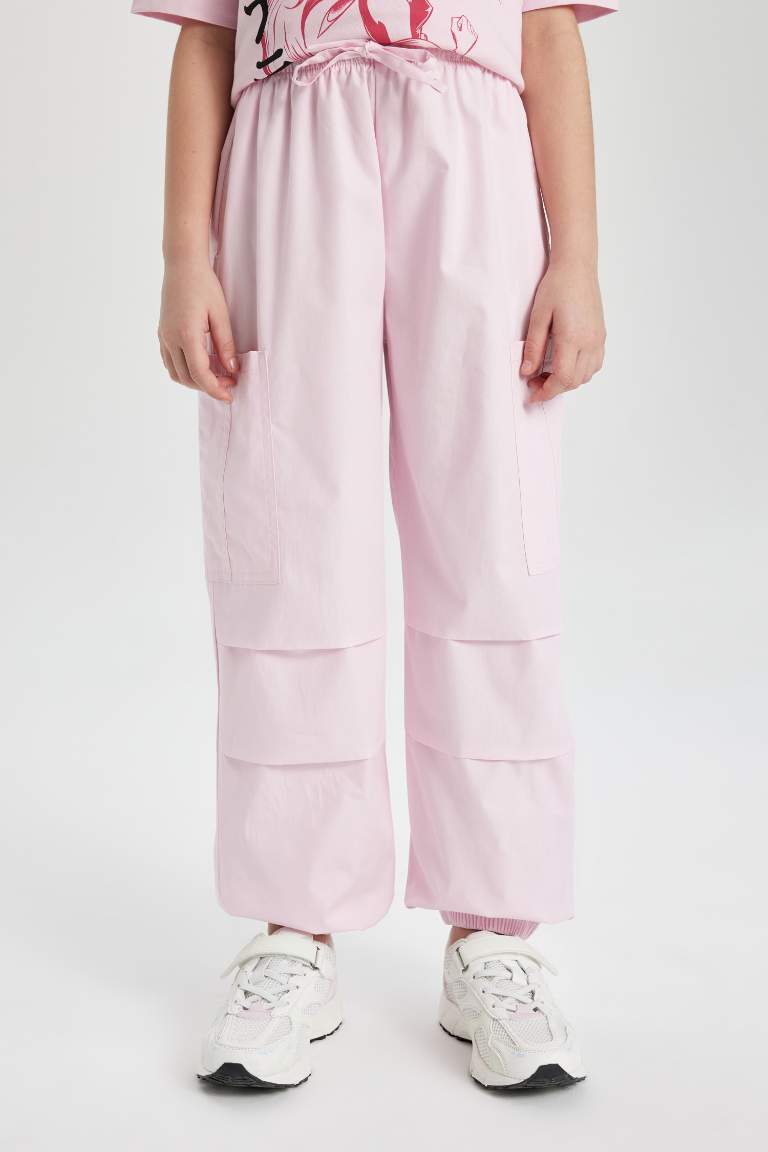 Girl Parachute Cargo Cotton Trousers