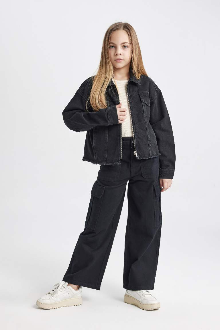 Girl Wide Leg Cargo Wide Leg Cotton Trousers