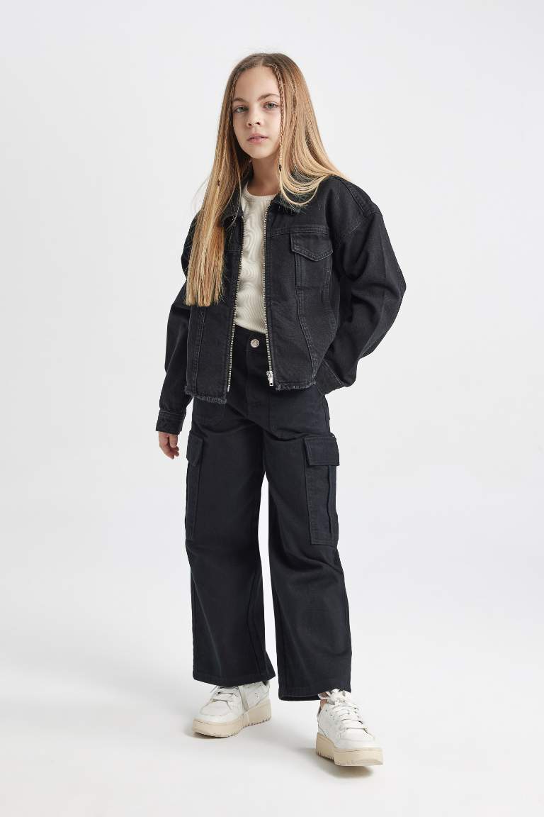 Girl Wide Leg Cargo Wide Leg Cotton Trousers