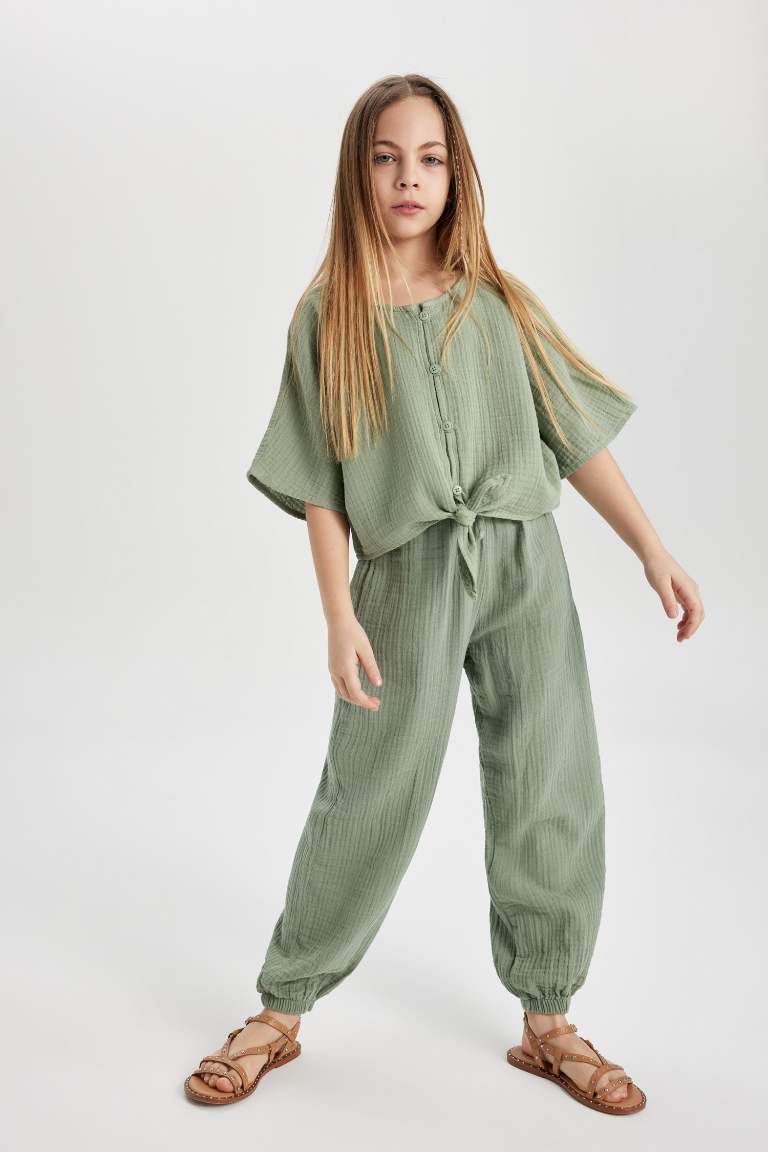 Girl Parachute Cotton Trousers