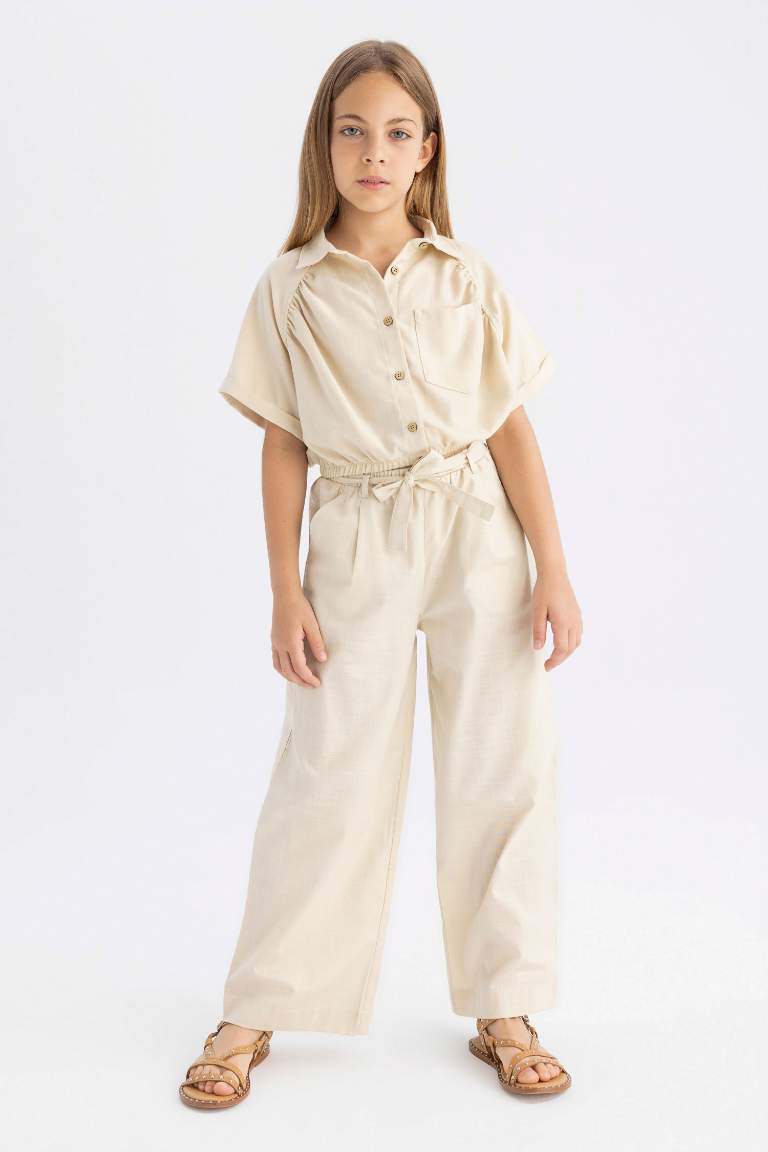 Girl Wide Leg Cotton Trousers