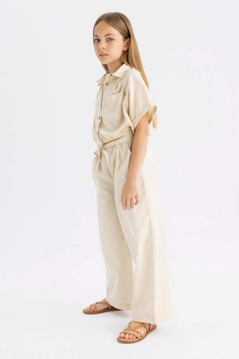 Girl Wide Leg Cotton Trousers