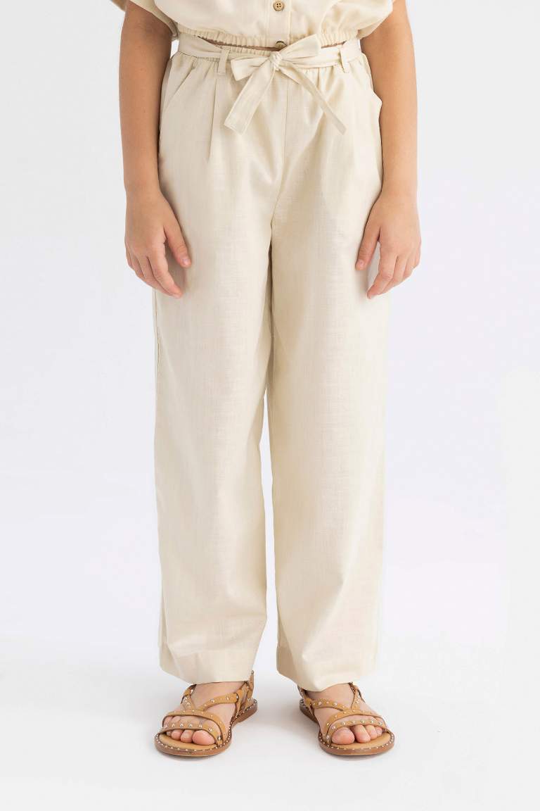 Girl Wide Leg Cotton Trousers