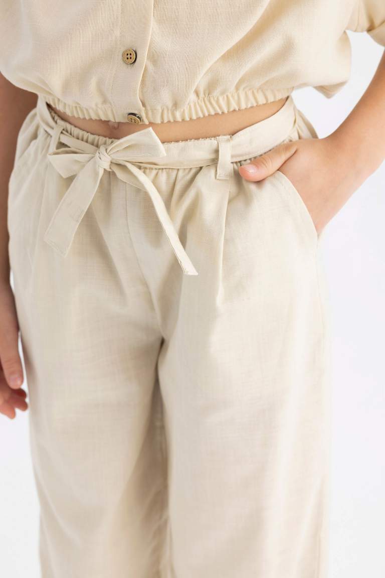 Girl Wide Leg Cotton Trousers